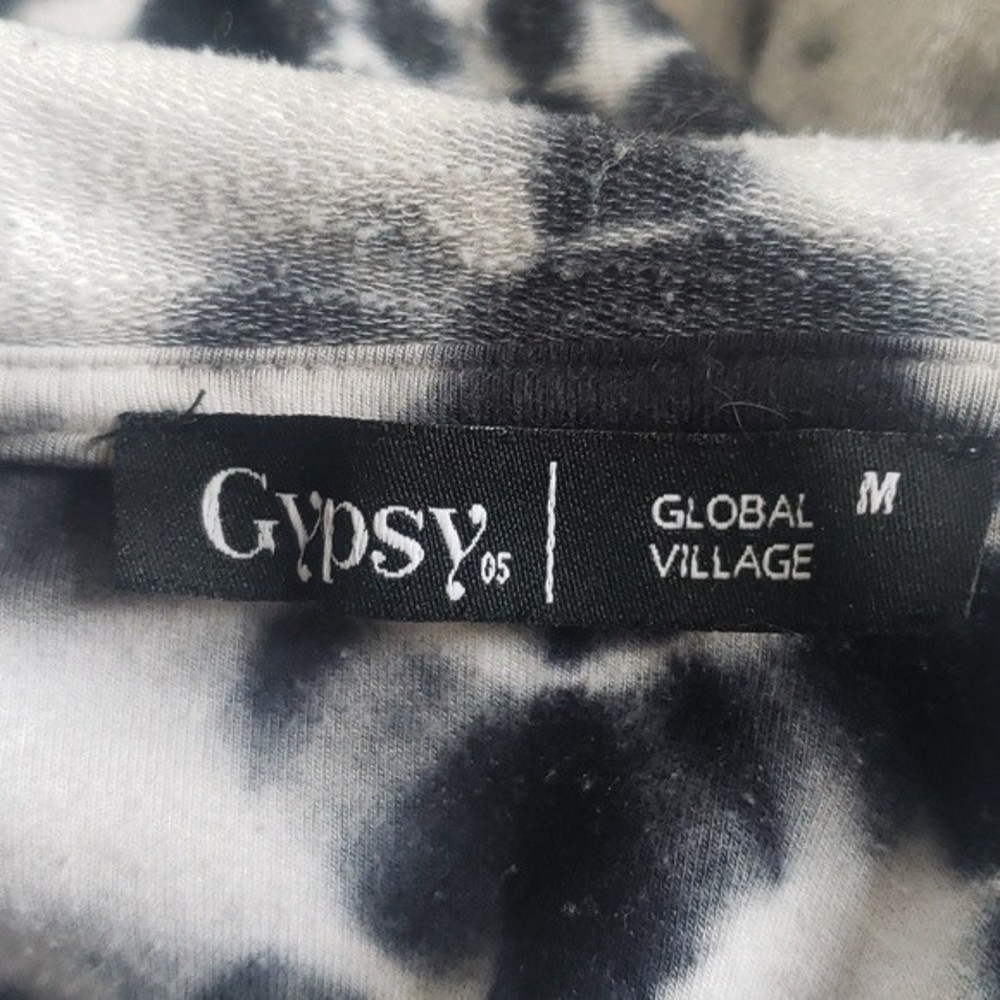 Gypsy 05 Hooded Pullover Sweatshirt Black White Tie Dye Hoodie | MEDIUM - Picture 9 of 9